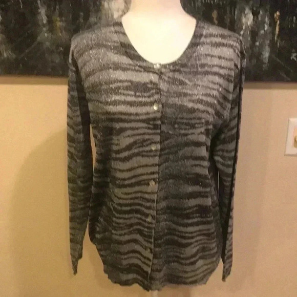 Great Cavalier by St. Paul Women´s Silk Blend Button Front Cardigan-Size L - Picture 1 of 7